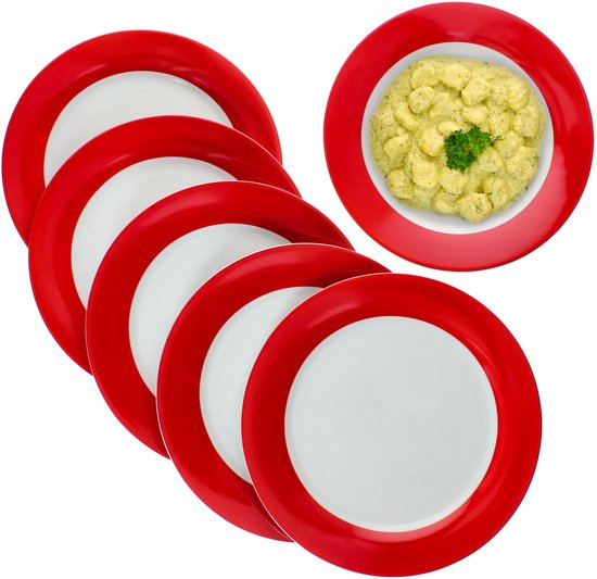 MamboCat MamboCat Set van 6 Variant dinerborden ROOD