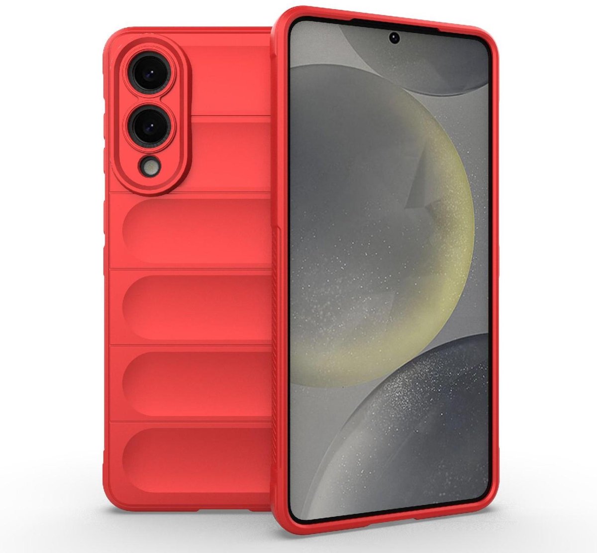 Mobigear Hoesje geschikt voor Samsung Galaxy S25 Edge Telefoonhoesje Flexibel TPU | Mobigear Bumpy Backcover | Galaxy S25 Edge Case | Back Cover - Rood