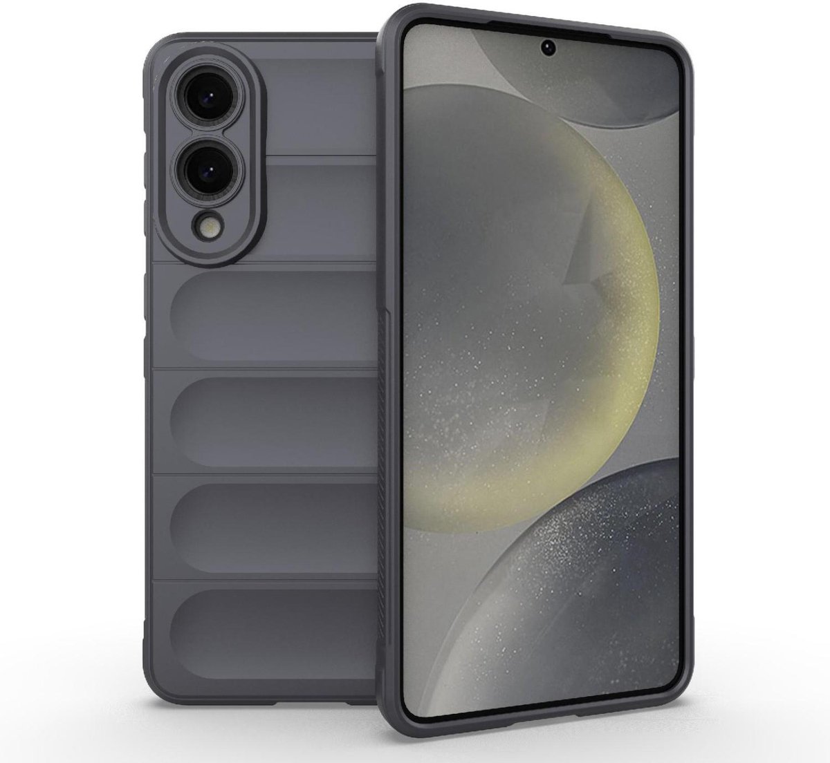Mobigear Hoesje geschikt voor Samsung Galaxy S25 Edge Telefoonhoesje Flexibel TPU | Mobigear Bumpy Backcover | Galaxy S25 Edge Case | Back Cover - Grijs