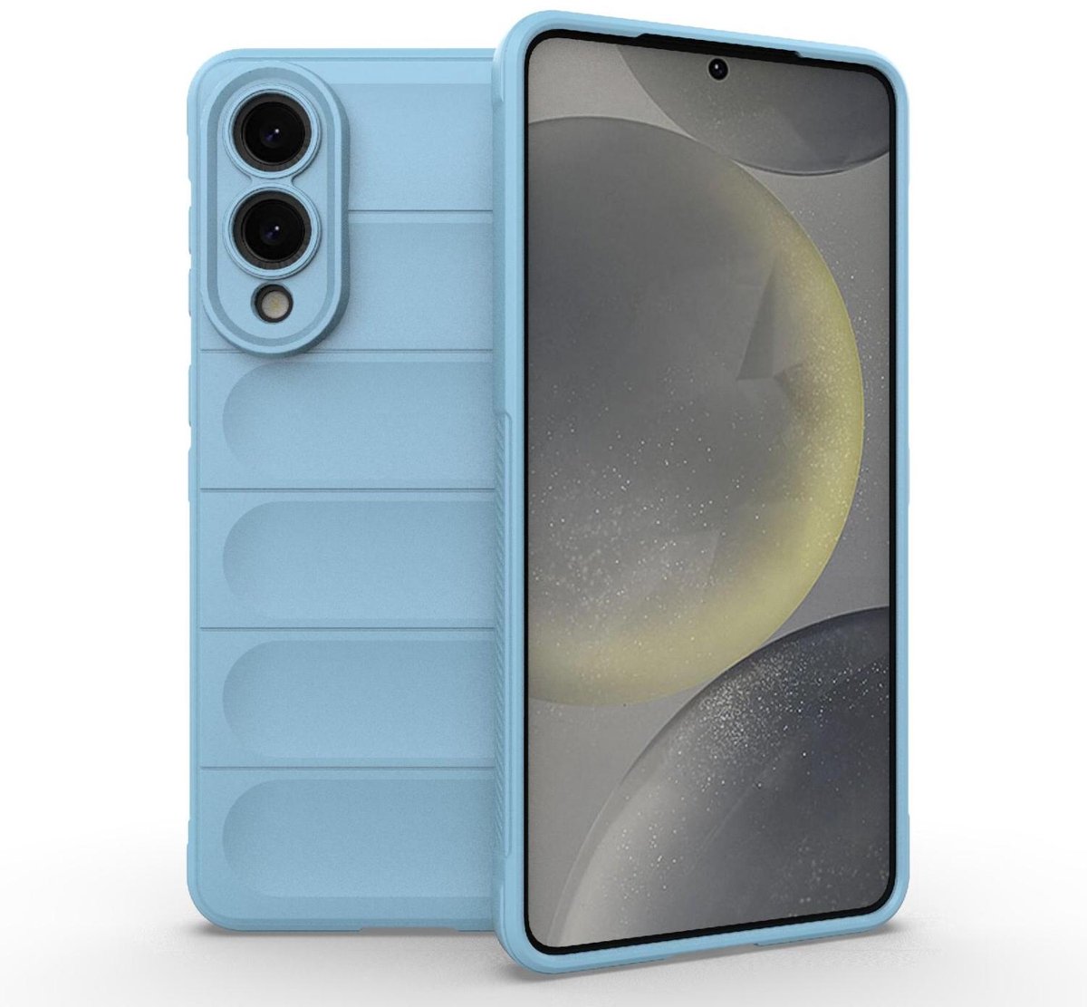 Mobigear Hoesje geschikt voor Samsung Galaxy S25 Edge Telefoonhoesje Flexibel TPU | Mobigear Bumpy Backcover | Galaxy S25 Edge Case | Back Cover - Blauw