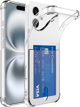 Coque de téléphone Smartphonica compatible avec iPhone 16 avec porte-cartes en Siliconen transparent - Coque arrière antichoc en TPU transparent avec emplacement pour carte compatible avec iPhone 16