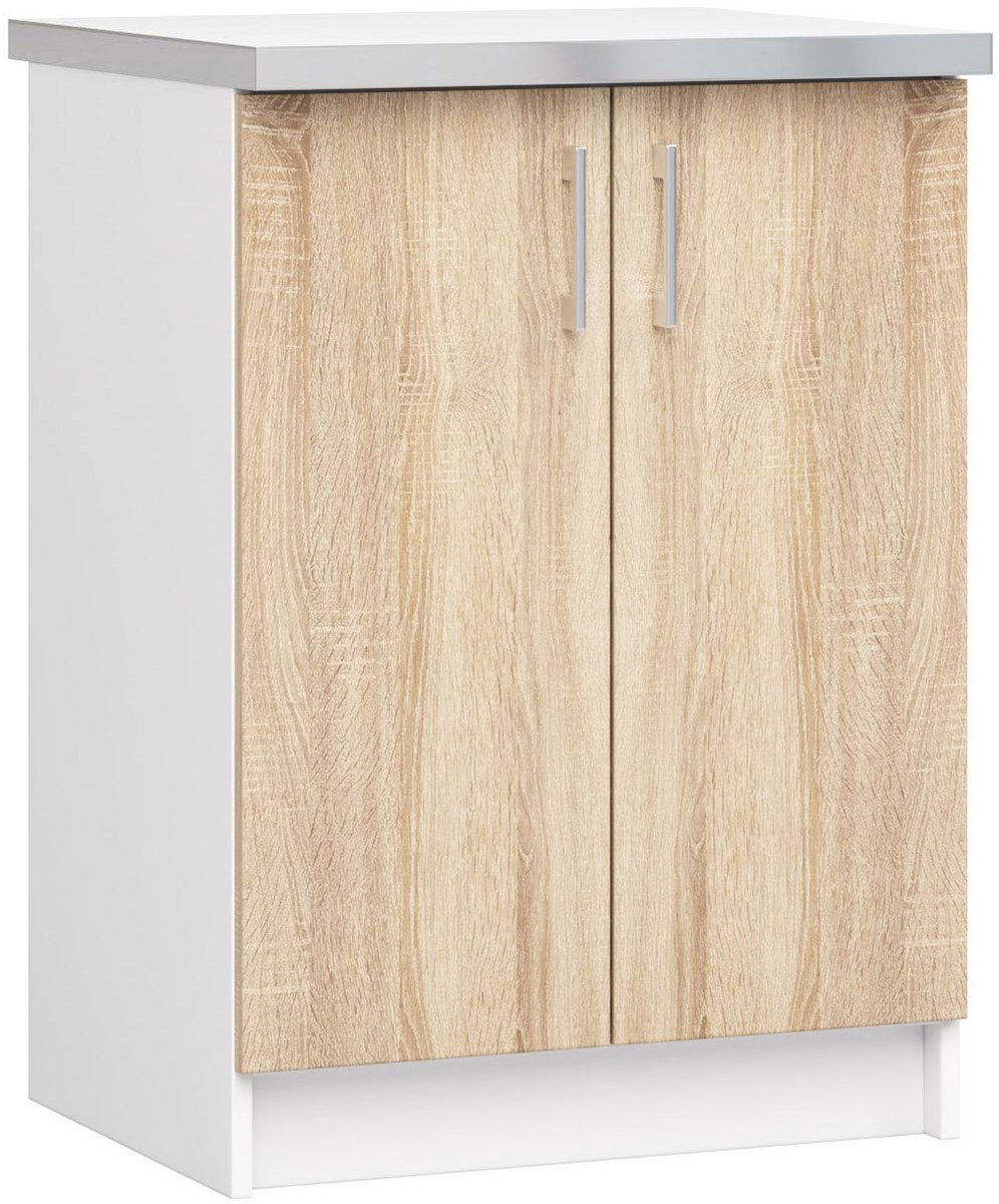 Keukenkast modulaire LIMA S60 met Verkblad / Onderkast met 2 Deuren / AKORD Furniture Factory / Wit - Sonoma Eik / 60 x 82 x 44,5 cm