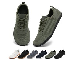 Geweo Barefoot Schoenen - Sportschoenen Sneakers - Fitnessschoenen - Hardloopschoenen - Ademend Knit Textiel - Platte Zool - Groen- Maat 44