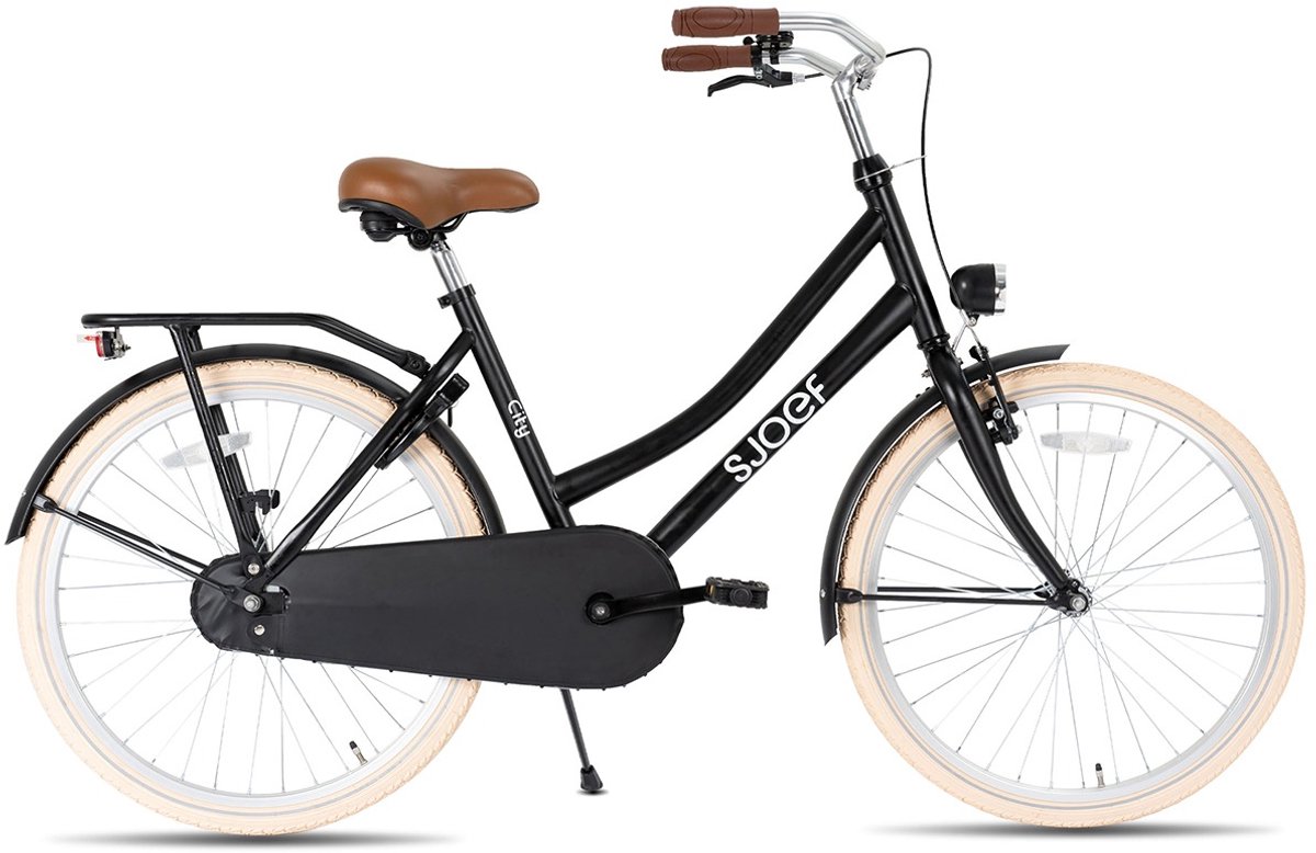 SJOEF City Meisjesfiets 22 inch - Kinderfiets 7, 8 & 9 jaar - Fiets 22 inch Meisje - LED - Zwart