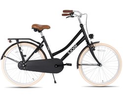 SJOEF City Meisjesfiets 22 inch - Kinderfiets 7, 8 & 9 jaar - Fiets 22 inch Meisje - LED - Zwart