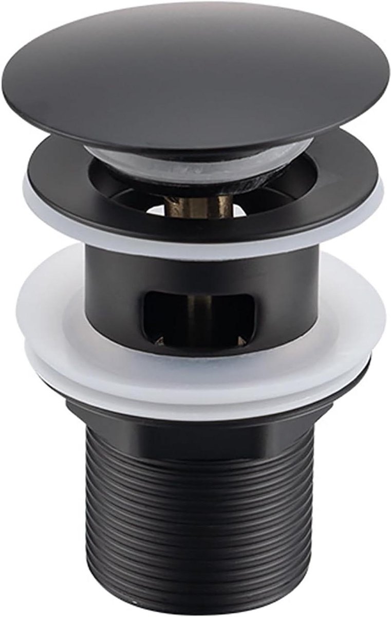 Pop Up Gootsteenstekker sleuf badkamer afvalplug met overloop 1/4" BSP voor alle standaard wastafels mat zwart