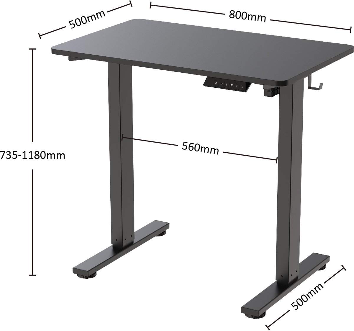 Worktrainer MiniDesk Elektrisch Zit-Sta Bureau Zwart – Verstelbaar Bureau met Memoryfunctie – Ergonomisch Bureau voor Thuiswerken en Kantoor – 73-118 cm thumbnail 5