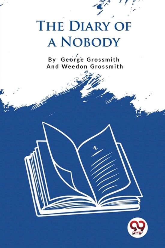 Boekkaft 'The Diary of a Nobody' in blauw met witte opdruk van een openstaand boek.