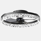 Bol.com Luxe Plafondventilator - Met LED Verlichting - Dimbaar - Kristal Look - Zwart aanbieding