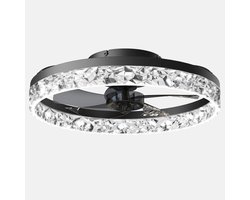Luxe Plafondventilator - Met LED Verlichting - Dimbaar - Kristal Look - Zwart