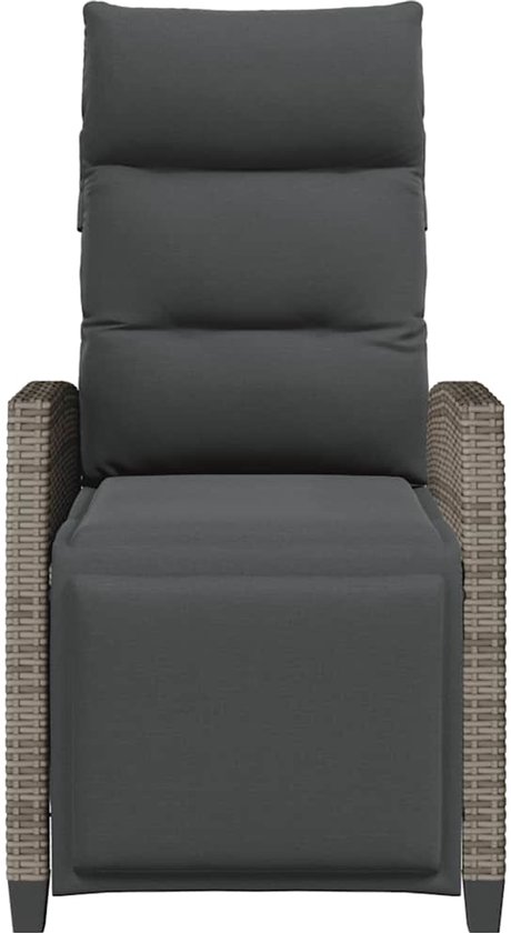 vidaXL - Chaise de jardin réglable avec table d'appoint en résine tressée - Gris