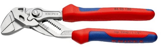 Knipex tang met rood-blauwe handvatten, 180mm.