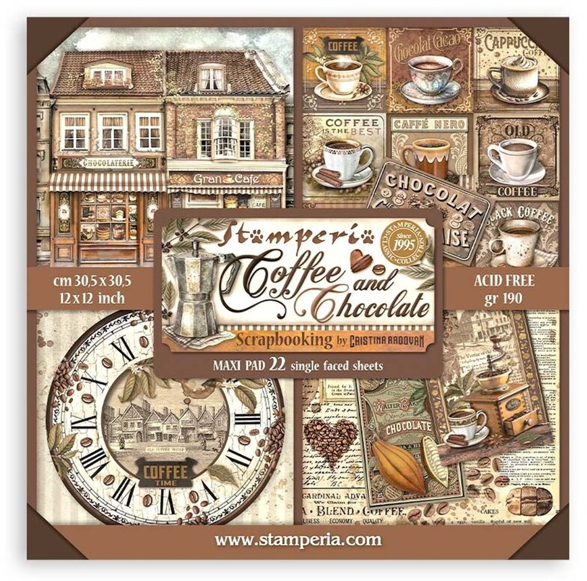Stamperia - Coffee and Chocolate Maxi 12x12 Inch Paper Pack (Single Face) (SBBXLB13)