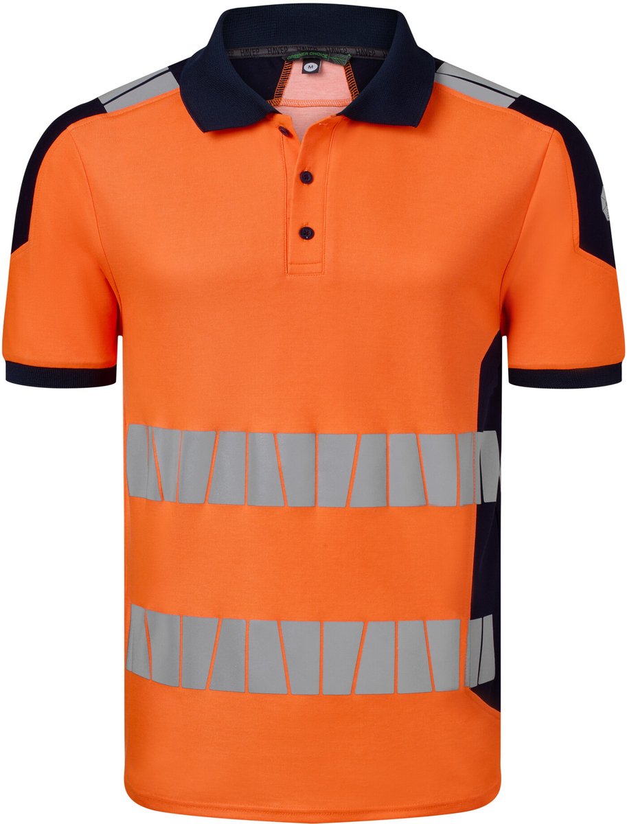 HAVEP Polo High Visibility+ 10080 - Fluo Oranje/Marine - XL