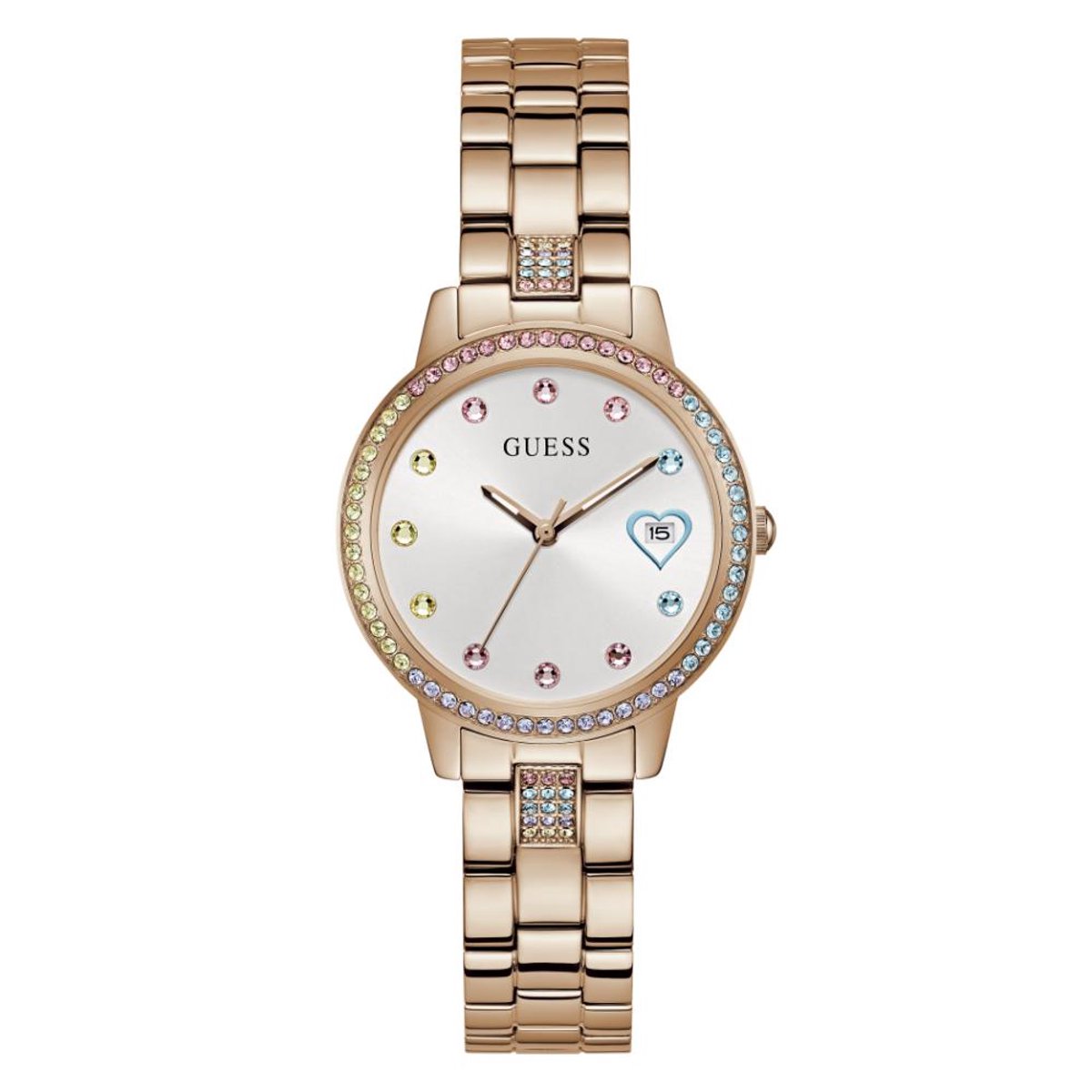Guess Three Of Hearts GW0657L3 Horloge - Staal - Rosékleurig - Ø 34 mm