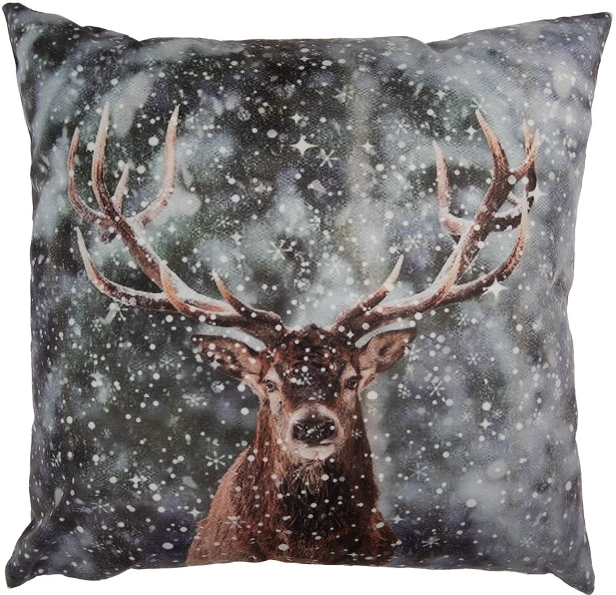 Clayre & Eef Kussenhoes 45x45 cm Grijs Polyester Hert