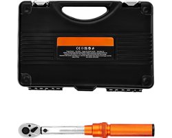 Click-On Momentsleutel met 1/4 Inch Aandrijving 2,3-27,1 N.M, Tweewegsgereedschap met Verlengstangen & Boormachine, 72 Tanden ±3 % Nauwkeurigheid voor Autoreparatie Oranje
