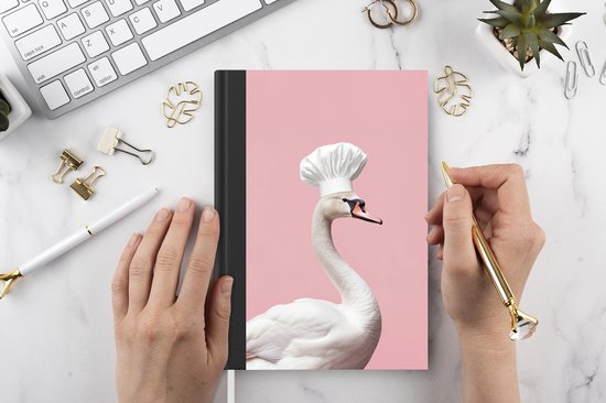 Notitieboek - Schrijfboek - Zwaan - Koksmuts - Mooi - Klassiek - Notitieboekje klein - A5 formaat - Schrijfblok