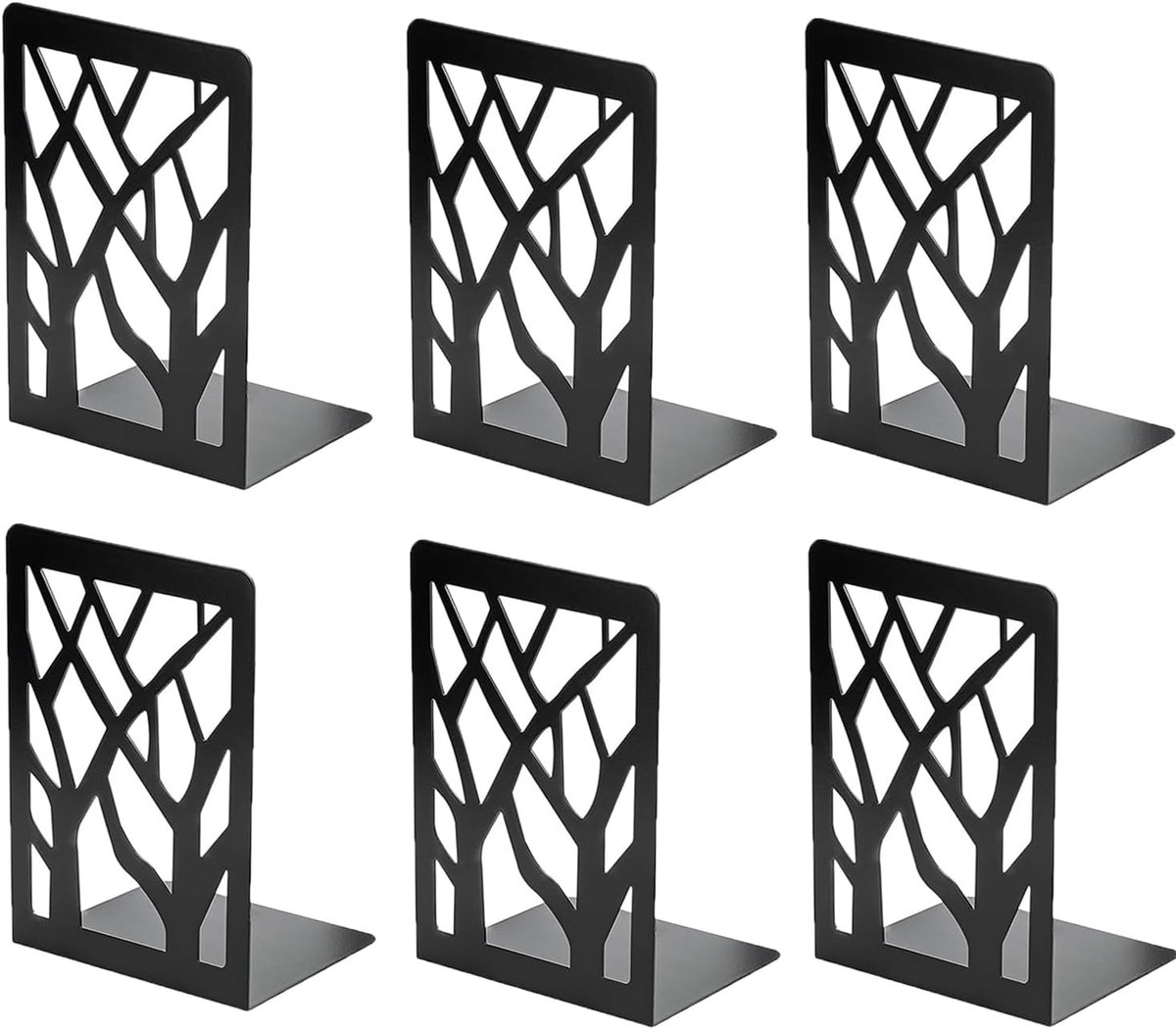 Ibenzoa Robuuste Metaal Boekensteunen met Antislip Onderlagen - Multifunctioneel Design zwart