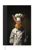 Notitieboek - Schrijfboek - Konijn - Kok - Dier - Notitieboekje klein - A5 formaat - Schrijfblok