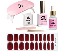 Gel Nail Wrap - Complete Starter Set - Rood - Shimmer Red - Gel Nail Wraps - Gel Nagel Stickers (incl. Instructievideo)