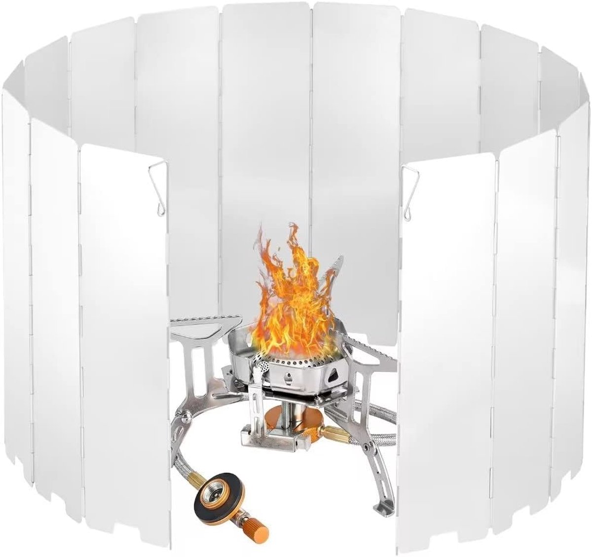 Ibenzoa® Compacte Aluminium Windscherm Opbouwset voor Campingsforno's - 16 Panel Design