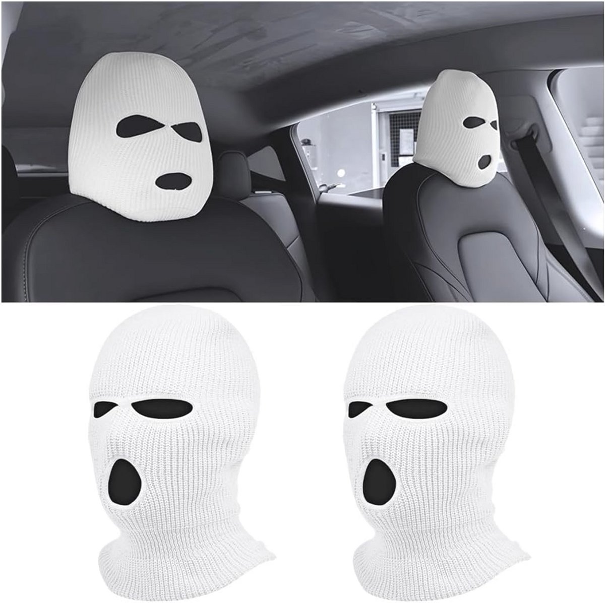 Image of Ademende Hoofdsteunhoezen voor Auto's - Wasbaar en Stofdicht - 2 Stuks - Wit