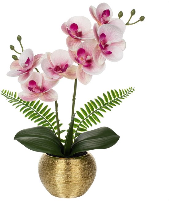 Ibenzoa® Elegantie en Verfijning: Goudgekleurde Kunstorchideeën voor Verfijnde Interieurdecoratie