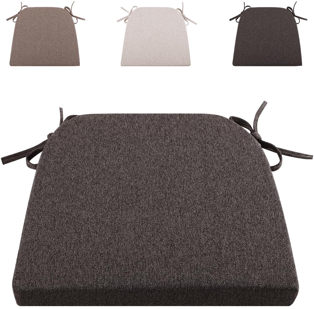 Ibenzoa® Comfortabele Buitenkussens voor Stoelen Met Antislip en Verwijderbare Hoes, Ideaal voor Tuin en Terras, in Donkergrijs, 43 x 41 cm