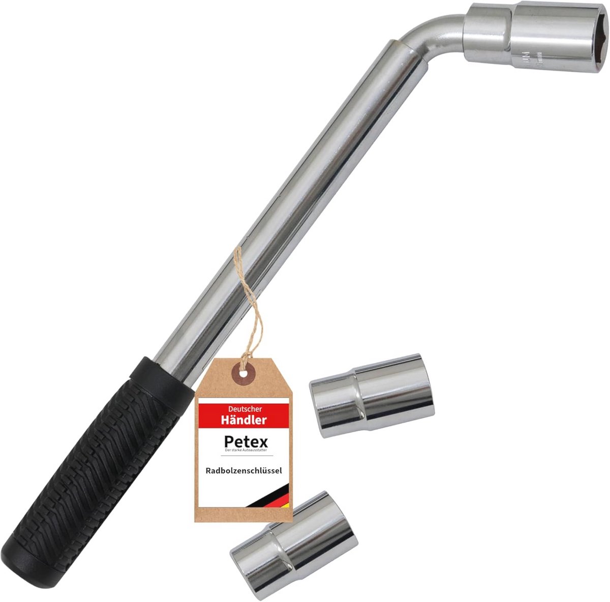 Telescopische wielboutsleutel 350-510 mm met 2 dopsleutels (17/19 mm, 21/23 mm)