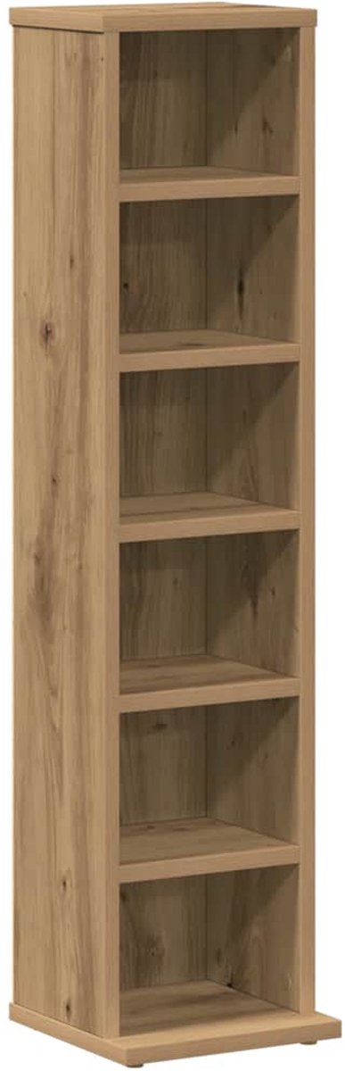 vidaXL - Cd-kast - 21x20x88 - cm - bewerkt - hout - artisanaal - eikenkleurig