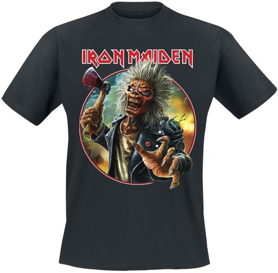 Iron Maiden Axe Eddie Circle Heren T-shirt - zwart - L
