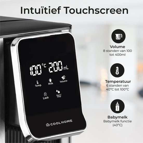 Fontaine à eau chaude CoolHome HW24 - 2,5 L - 40 °C à 100 °C - 100 ml à 400 ml - Acier inoxydable