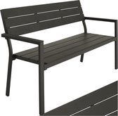 tectake® Tuinbank | Bank in Houtlook | Parkbank als Tuinmeubel, Balkonbank voor Wintertuin, Terras, Tuin | Belastbaar tot 250 kg | 2-zits Parkbank, 128 x 59 x 88 cm - Donkergrijs