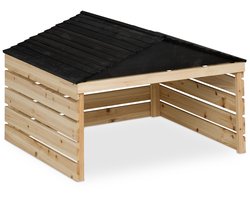 robotmaaier garage - 52,5 x 79 x 74 cm - zadeldak - hout
