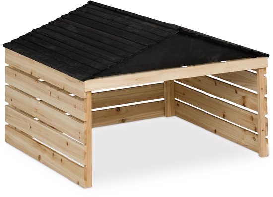Garage pour robot tondeuse - 52,5 x 79 x 74 cm - toit à deux versants - bois