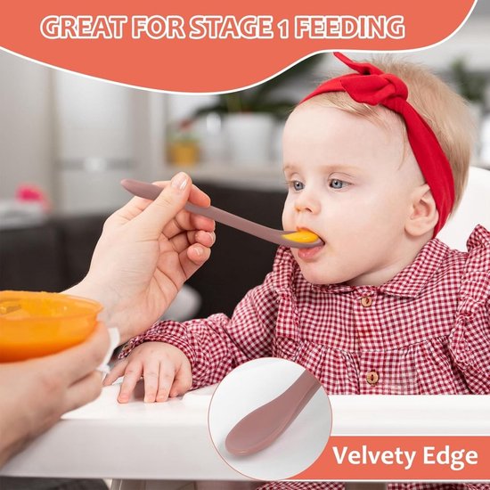 Siliconen Baby Lepeltjes - 6 Stuks - Kinder Lepeltjes - Bpa Vrij - Bestek Lepel - Soft Spoons - Baby Bestek - Kinderbestek - Voeding Lepel - Lepels Voor Leren Eten Met Bestek - Eetlepel - 13.9x2.6x0.9cm van Merkloos — afbeelding 3