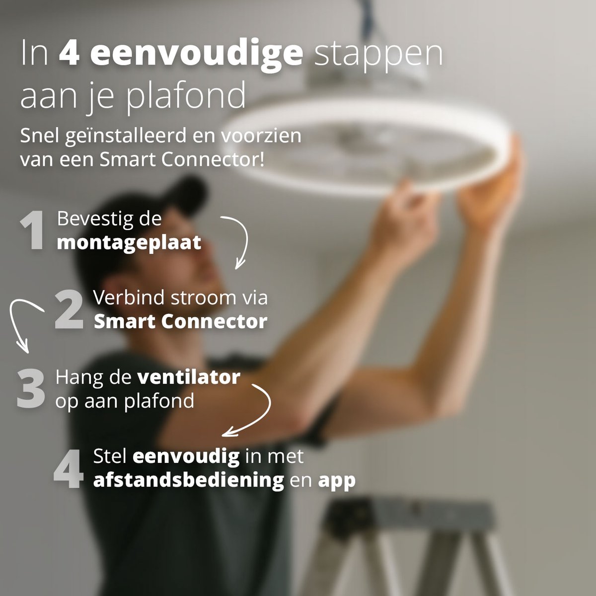 FlinQ AeroGlow Smart Plafondventilator met Verlichting - Ventilator voor aan het Plafond - Ideaal voor op de Slaapkamer - Bestuurbaar met App of Afstandsbediening thumbnail 4