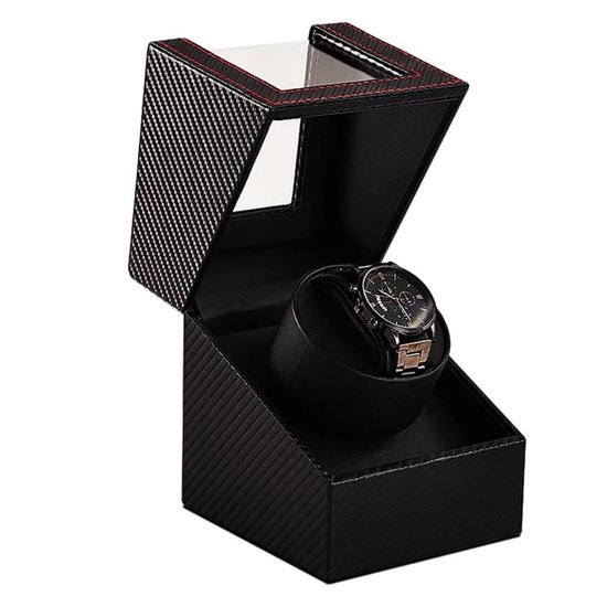 Brienz 1 watchwinder, 1 horloge, 4 modi, houten look, blauwe binnenverlichting