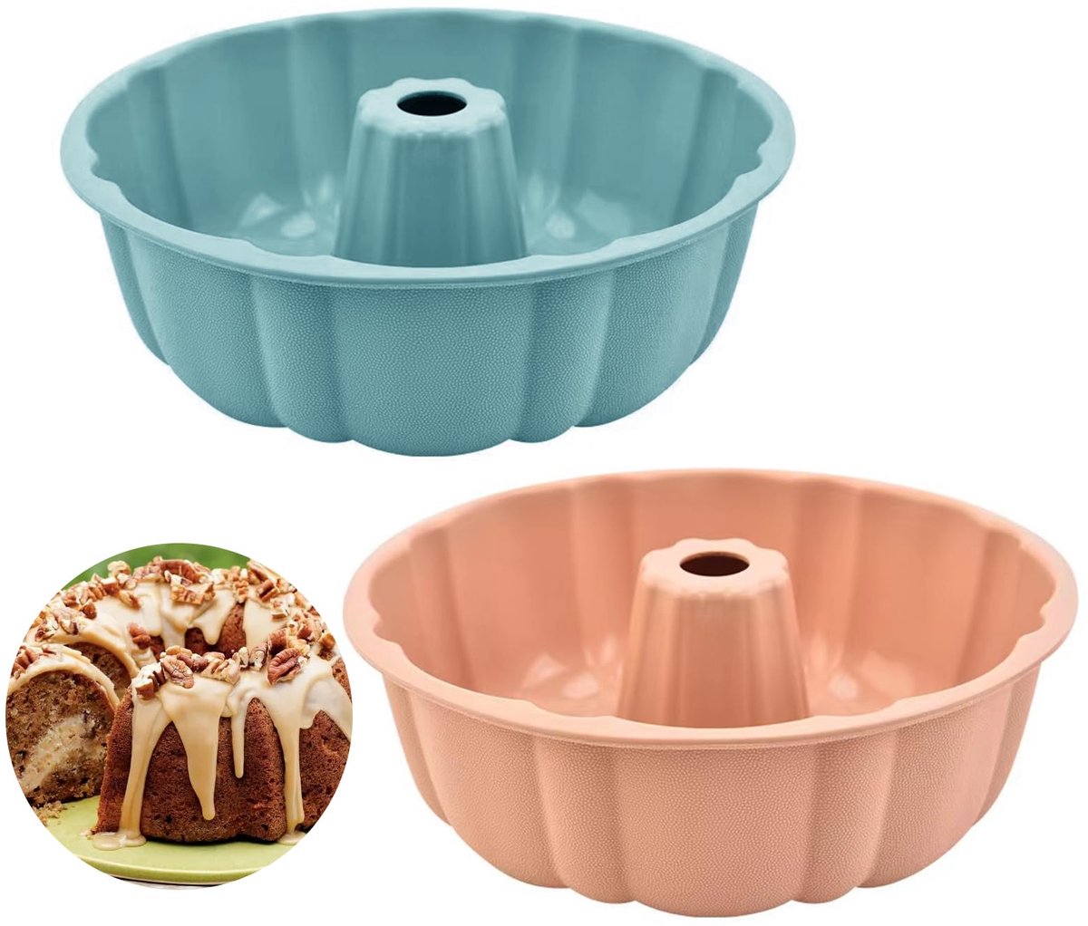 Ibenzoa® Veelzijdige Siliconen Bakvorm Set voor Taart, Muffins en Desserts - 2 Stuks, 25 cm Diameter