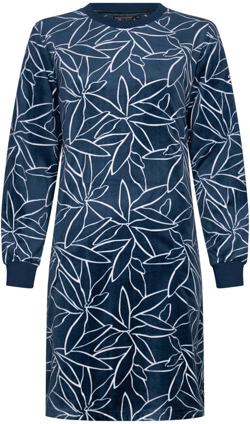 Pastunette Premium Nachthemd - Art Deco - Donkerblauw - Fleece - Maat 38