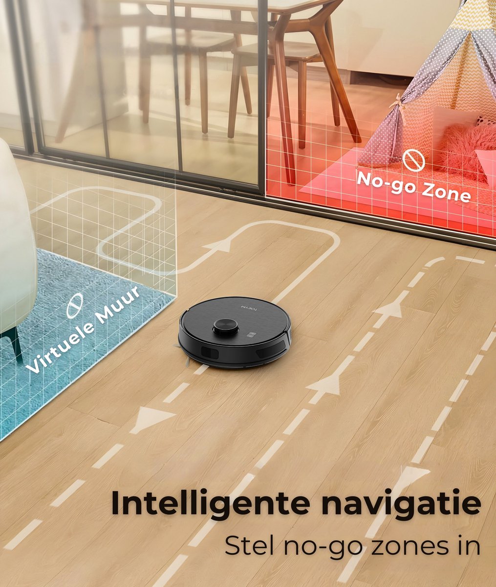 MYBOT X9 - Robotstofzuiger Met Dweilfunctie - 6500PA Zuigkracht - Ideaal voor Huisdieren - Zelflerende Robotstofzuiger - Met Laadstation - Uitgebreide Mapping - LDS Laser Navigatie — afbeelding 7