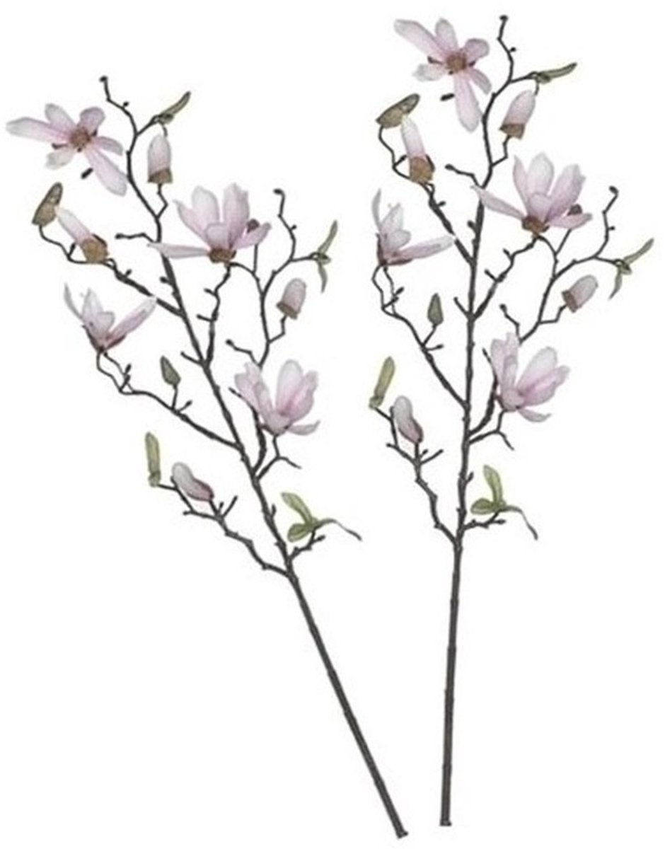 2x Licht roze Magnolia/beverboom kunsttakken kunstplanten 80 cm - Kunstplanten/kunsttakken - Kunstbloemen boeketten