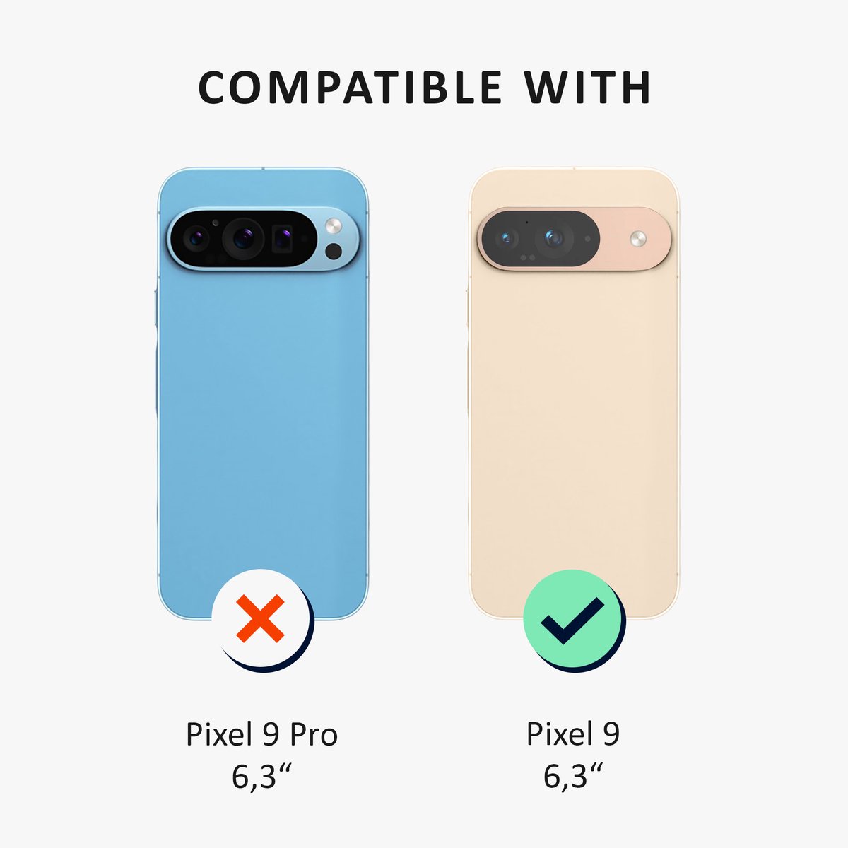 kalibri telefoonhoesje geschikt voor Google Pixel 9 hoesje - Smartphone case met 2x screenprotectors - Mobiele telefoon cover in transparant