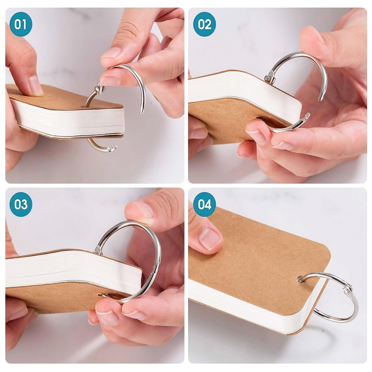 300 Stuks Blanco Kraft Kaarten Flashcards - Wit - Systeemkaarten Ringen - Karton Flitskaarten - Mini Kraftpapier Cadeaulabels/ Bedankt Kaartjes - Lege Wenskaarten\Naamkaartjes - Flash cards met Ring - Kleine Verjaardagskaart — cadeau in Mode & Accessoires - foto 4