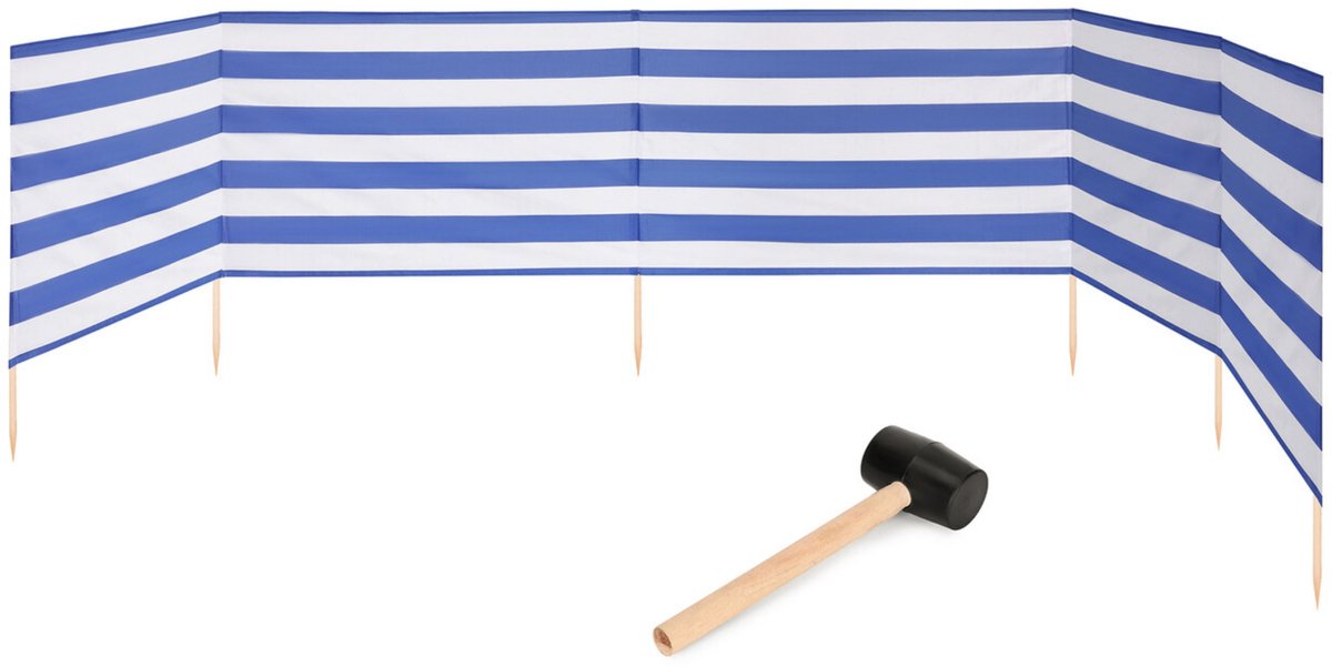 Garronda 6m Strand Windscherm Met Stokken - Windscherm Strand – Windscherm – Rubberen hamer – Strepen – GD-EX-Wb-6m
