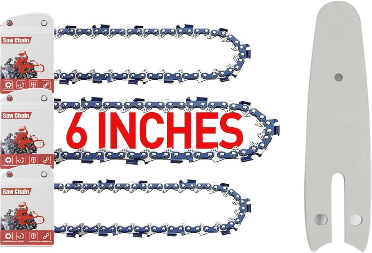 6 inch zaagkettingen 3-pack voor kettingzaag - 15 cm verwisselbare mini zaagketting