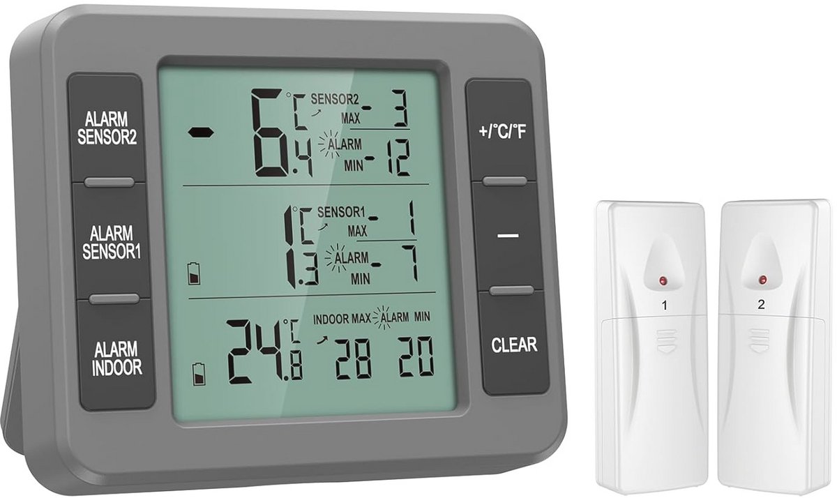 Digitale Koelkastthermometer met 2 Sensoren en Alarmfunctie voor Thuis en Restaurants