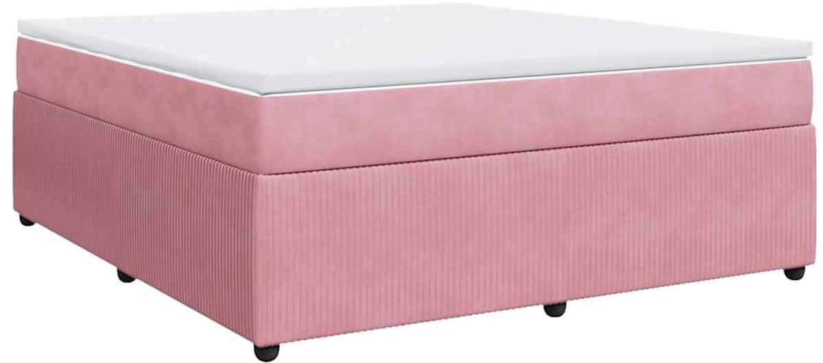 vidaXL - Boxspring - met - matras - fluweel - roze - 180x200 - cm