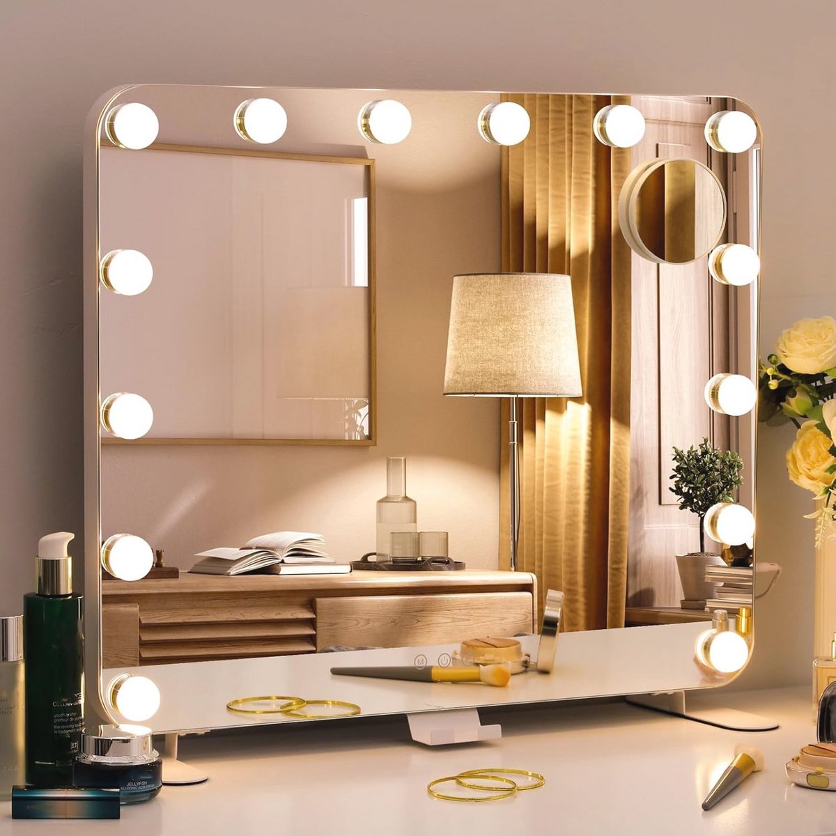 LED Make-upspiegel met Aanraakbediening en Verstelbare Verlichting - 60x50cm